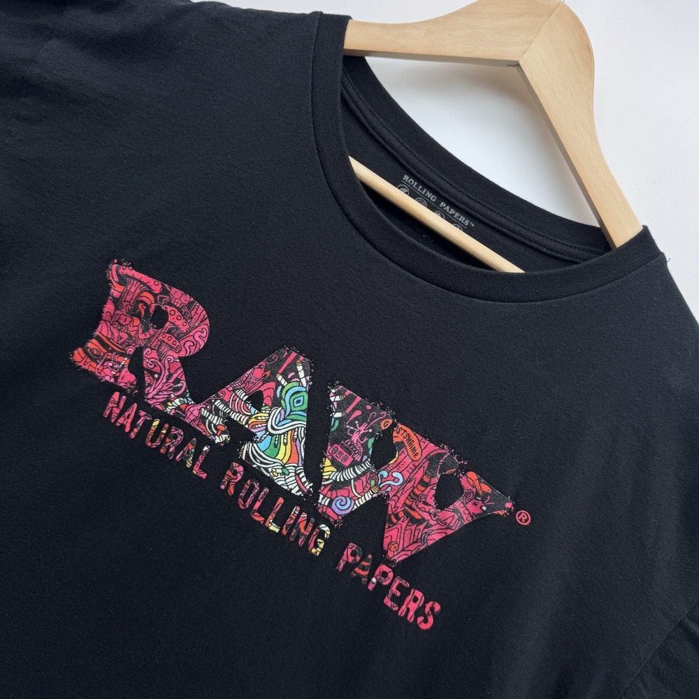 RAW Natural Rolling Papers Shirt Black Extra Large XL Hidden Zipper Pocket